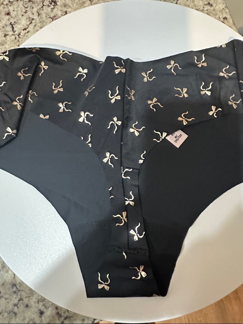 PINK Victoria's Secret Black Bikini Bottoms with Gold Bow Print